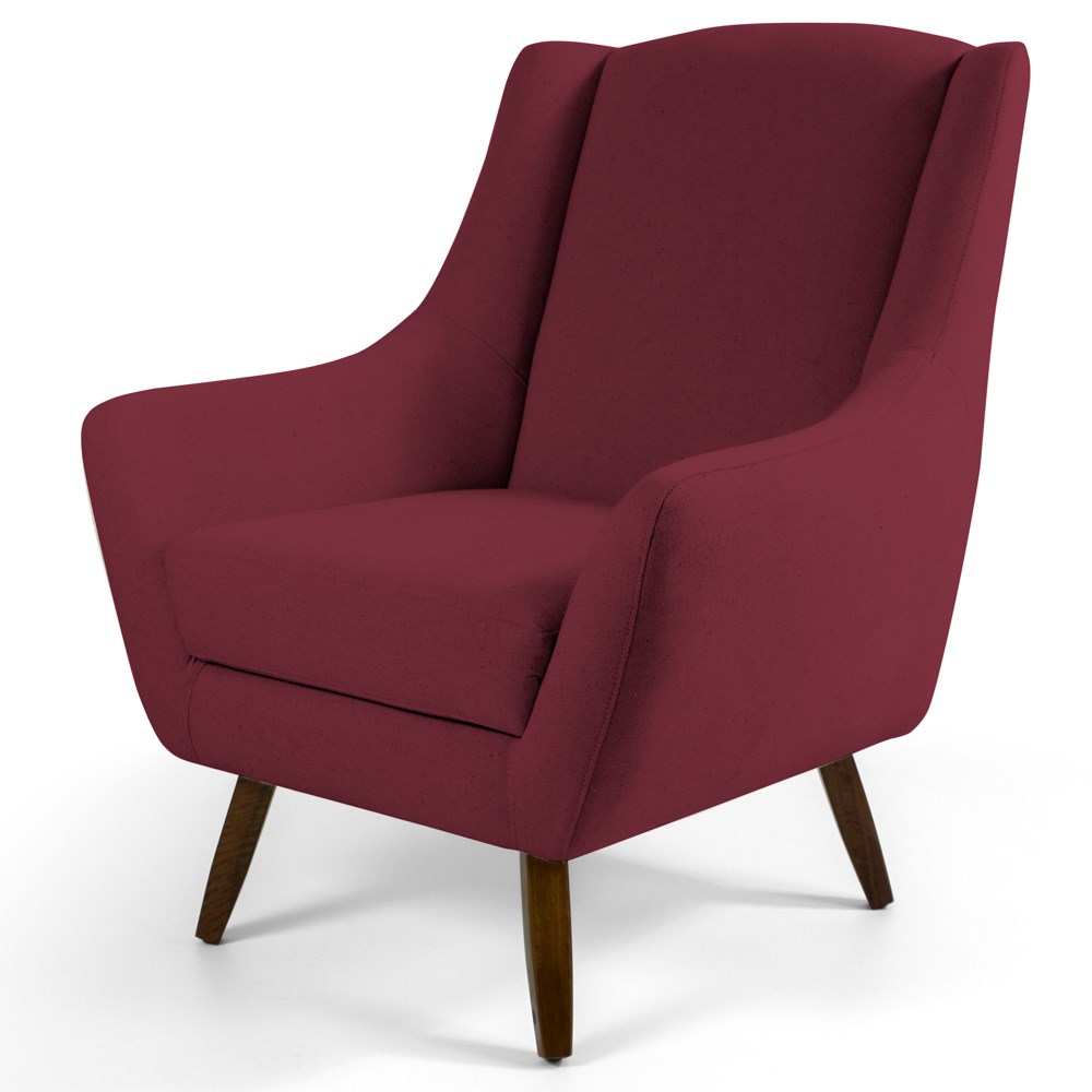 Kit 02 Poltronas Decorativas Juliet Pés de Madeira B-278 Veludo Marsala - Domi