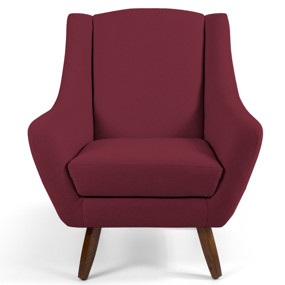 Kit 02 Poltronas Decorativas Juliet Pés de Madeira B-278 Veludo Marsala - Domi