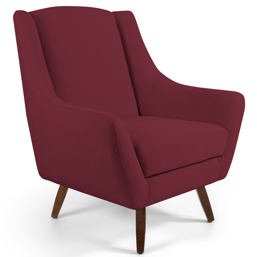 Kit 02 Poltronas Decorativas Juliet Pés de Madeira B-278 Veludo Marsala - Domi