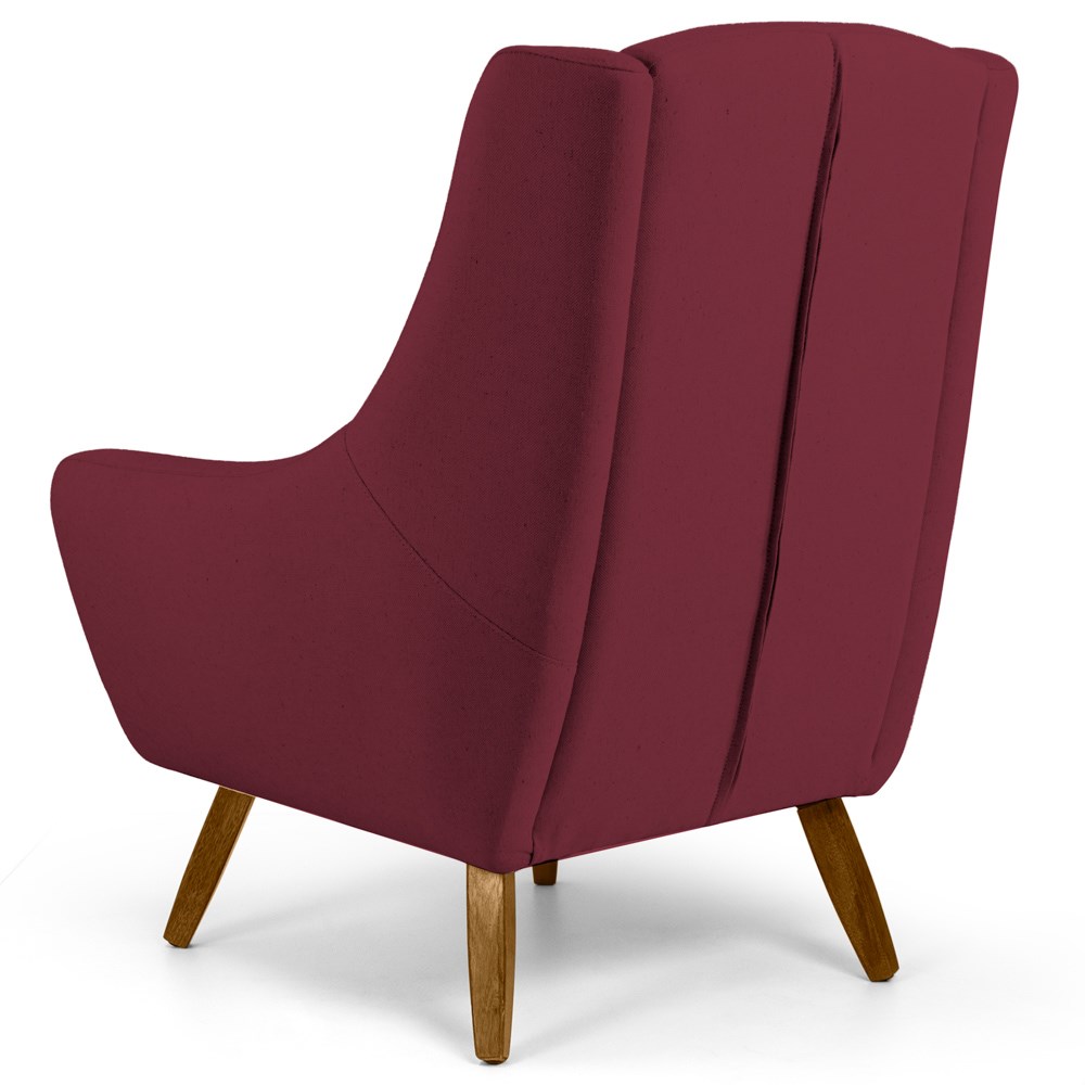 Kit 02 Poltronas Decorativas Juliet Pés de Madeira B-278 Veludo Marsala - Domi