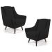 Kit 02 Poltronas Decorativas Juliet Pés de Madeira B-300 Veludo Preto - Domi