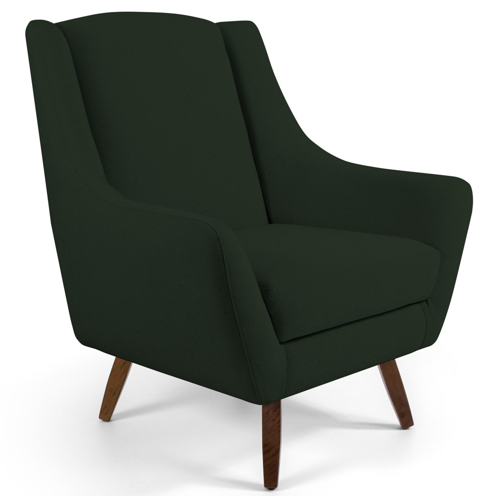 Kit 02 Poltronas Decorativas Juliet Pés de Madeira B-303 Veludo Verde Musgo - Domi