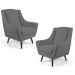 Kit 02 Poltronas Decorativas Juliet Pés de Madeira B-317 Veludo Cinza - Domi