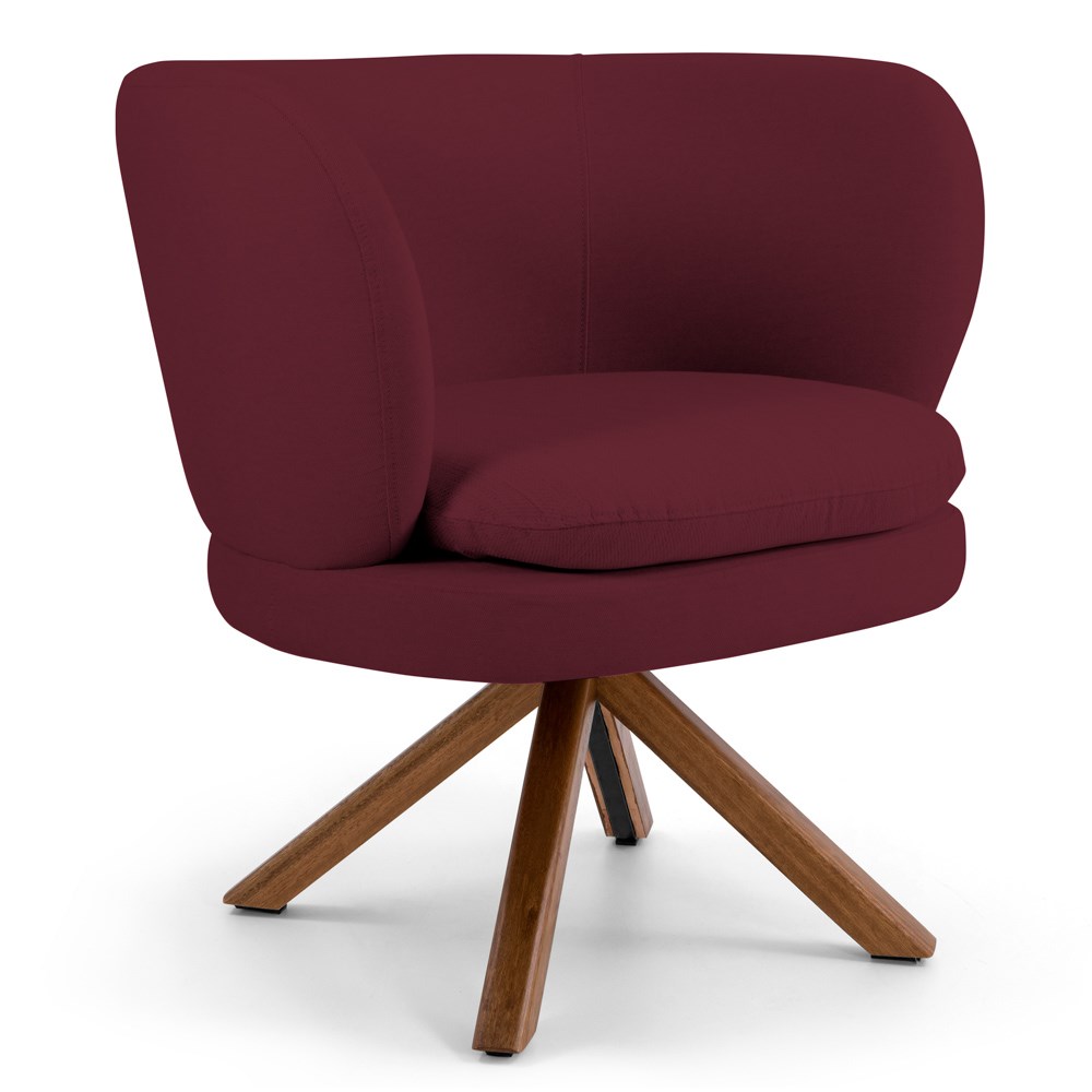 Kit 02 Poltronas Decorativas Melissa Base Giromad Giratória B-278 Veludo Marsala - Domi