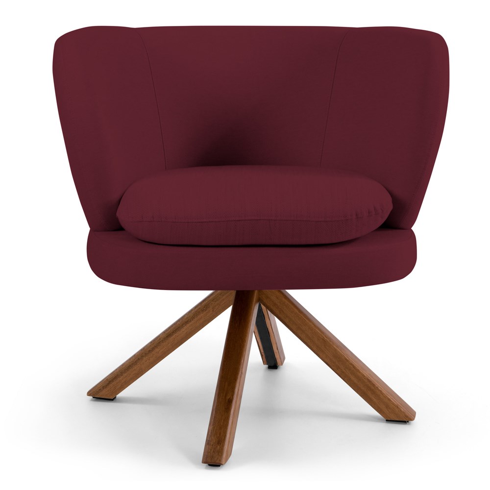 Kit 02 Poltronas Decorativas Melissa Base Giromad Giratória B-278 Veludo Marsala - Domi