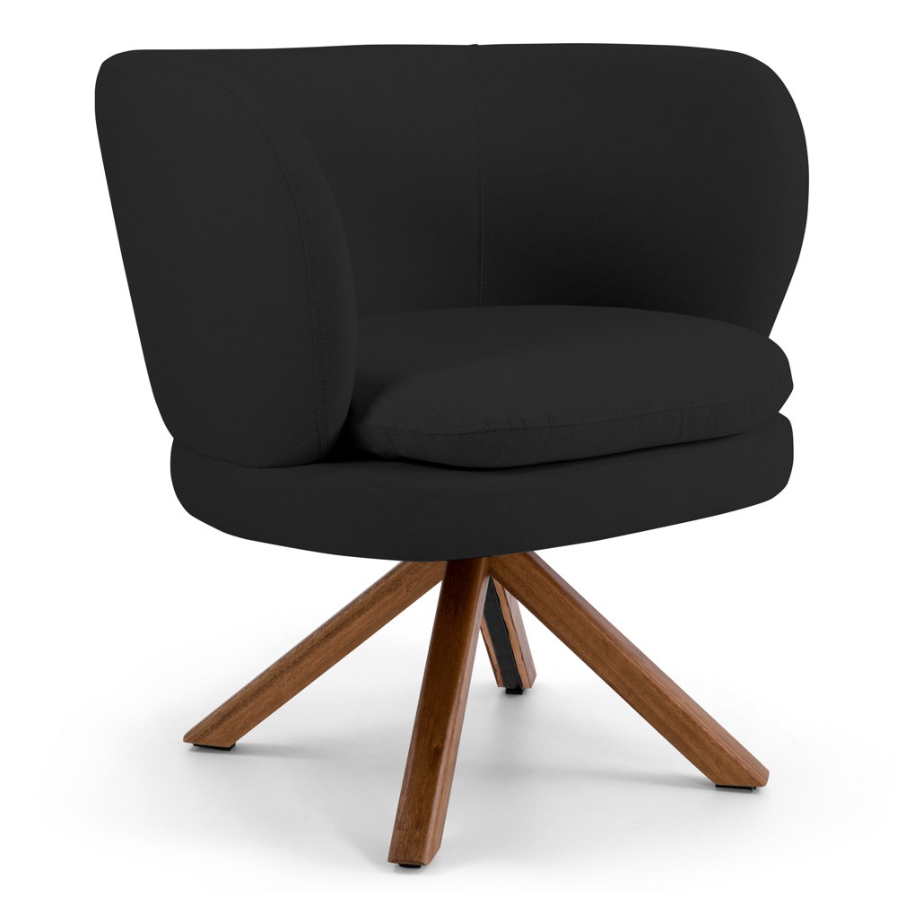 Kit 02 Poltronas Decorativas Melissa Base Giromad Giratória B-300 Veludo Preto - Domi