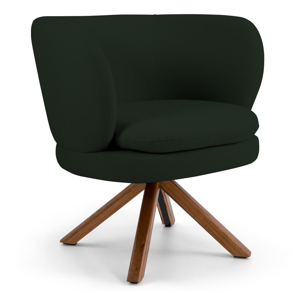 Kit 02 Poltronas Decorativas Melissa Base Giromad Giratória B-303 Veludo Verde Musgo - Domi