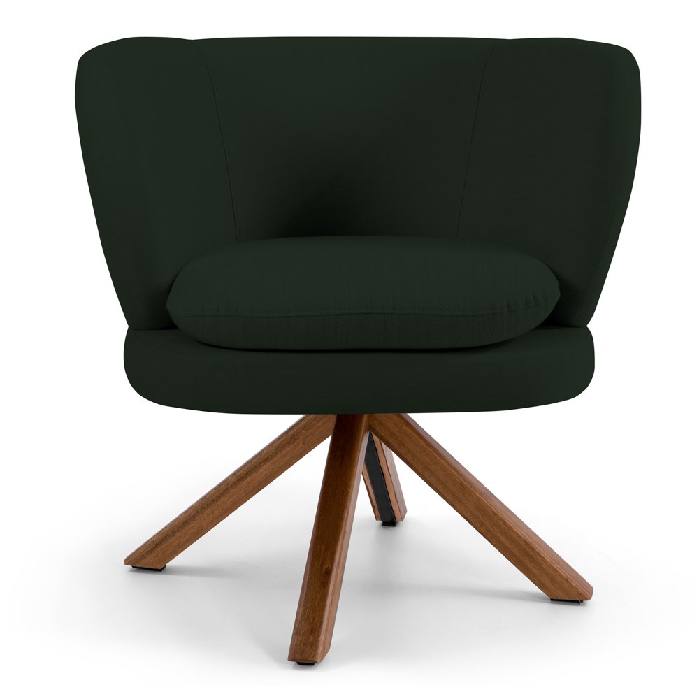 Kit 02 Poltronas Decorativas Melissa Base Giromad Giratória B-303 Veludo Verde Musgo - Domi