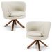 Kit 02 Poltronas Decorativas Melissa Base Giromad Giratória B-309 Veludo Bege - Domi