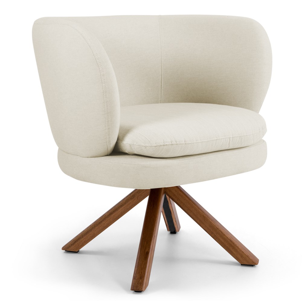 Kit 02 Poltronas Decorativas Melissa Base Giromad Giratória B-309 Veludo Bege - Domi