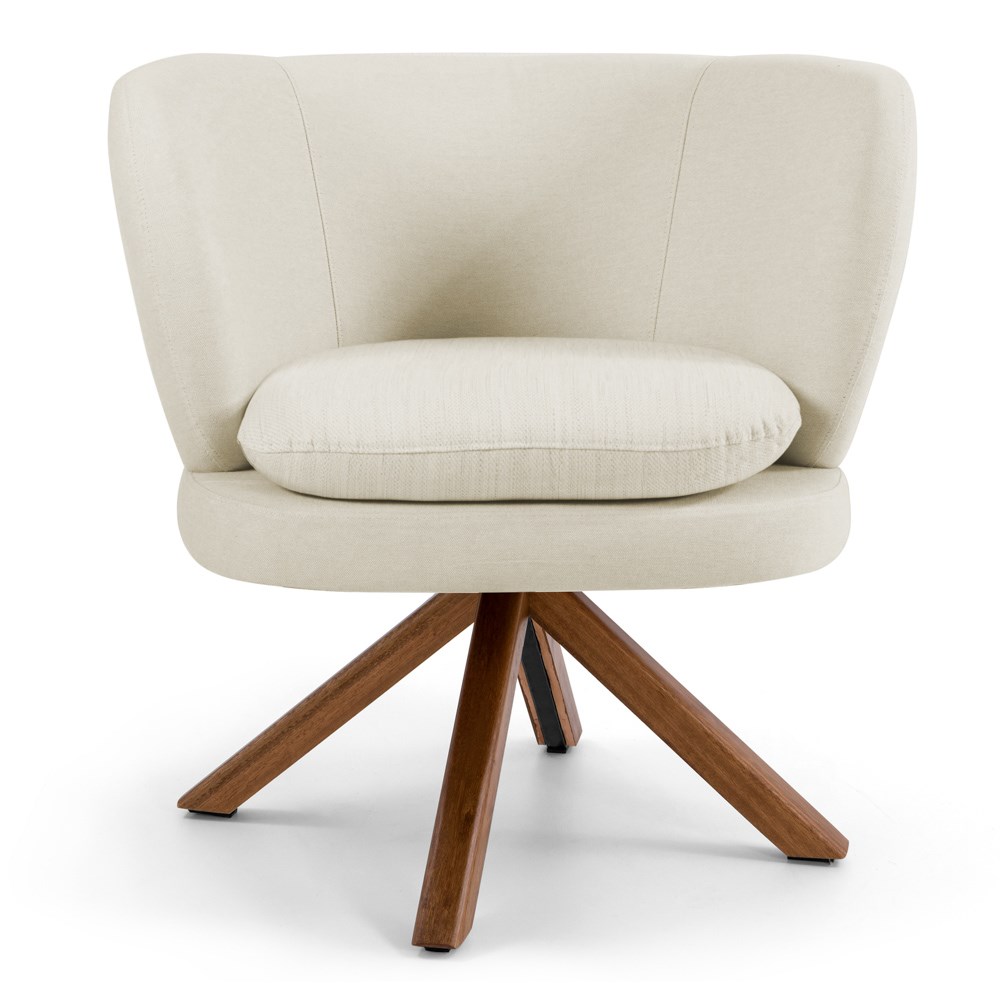 Kit 02 Poltronas Decorativas Melissa Base Giromad Giratória B-309 Veludo Bege - Domi
