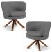 Kit 02 Poltronas Decorativas Melissa Base Giromad Giratória B-317 Veludo Cinza - Domi