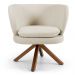 Kit 02 Poltronas Decorativas Melissa Base Giromad Giratória C-107 Linho Bege - Domi