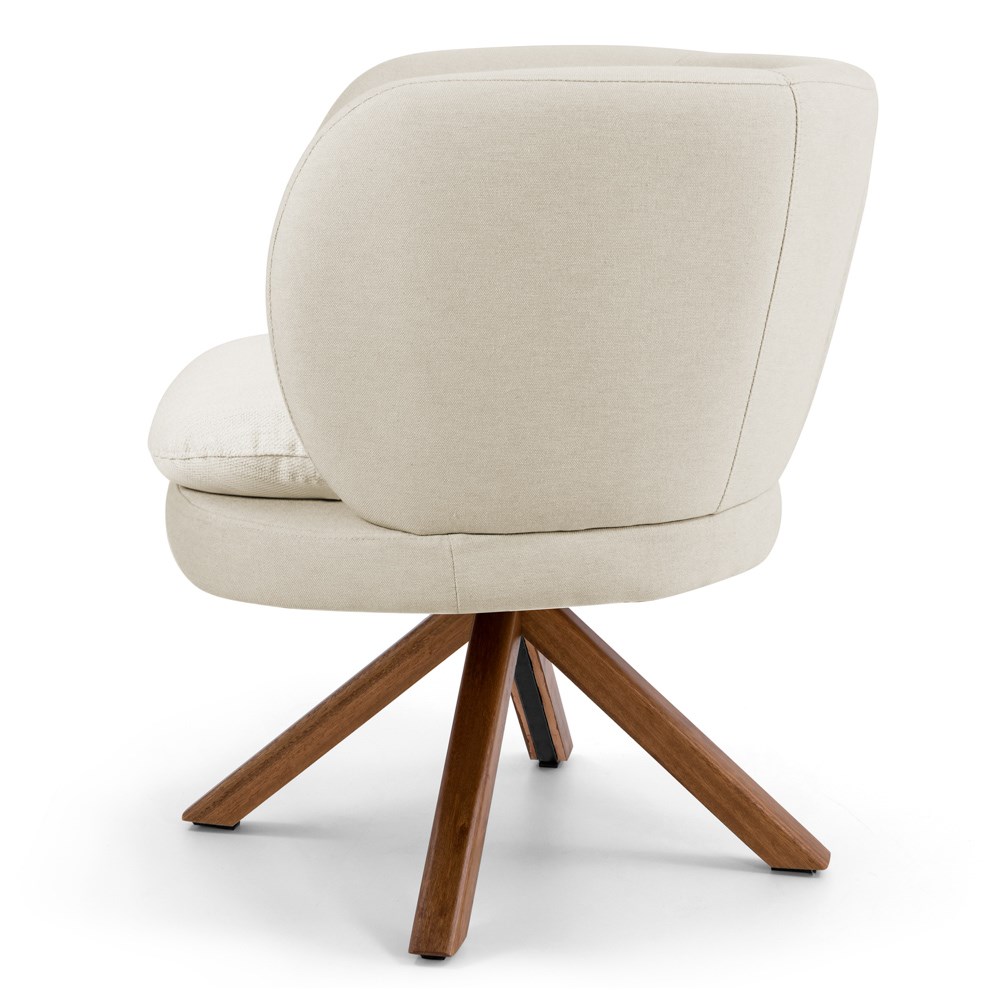 Kit 02 Poltronas Decorativas Melissa Base Giromad Giratória C-107 Linho Bege - Domi