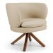 Kit 02 Poltronas Decorativas Melissa Base Giromad Giratória C-129 Linho Bege Escuro - Domi