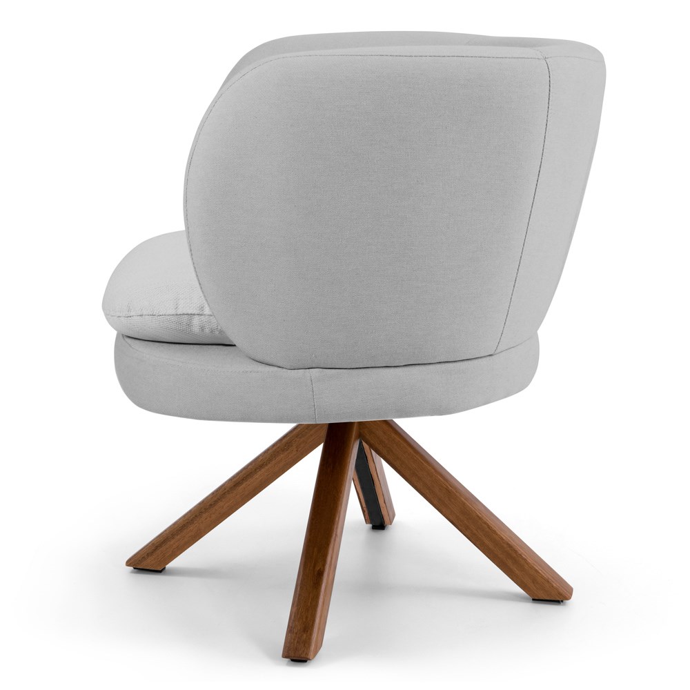 Kit 02 Poltronas Decorativas Melissa Base Giromad Giratória C-315 Linho Cinza Claro - Domi