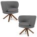 Kit 02 Poltronas Decorativas Melissa Base Giromad Giratória C-416 Linho Cinza Escuro - Domi