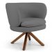 Kit 02 Poltronas Decorativas Melissa Base Giromad Giratória C-416 Linho Cinza Escuro - Domi