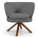 Kit 02 Poltronas Decorativas Melissa Base Giromad Giratória C-416 Linho Cinza Escuro - Domi