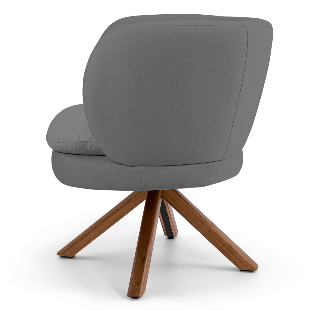 Kit 02 Poltronas Decorativas Melissa Base Giromad Giratória C-416 Linho Cinza Escuro - Domi