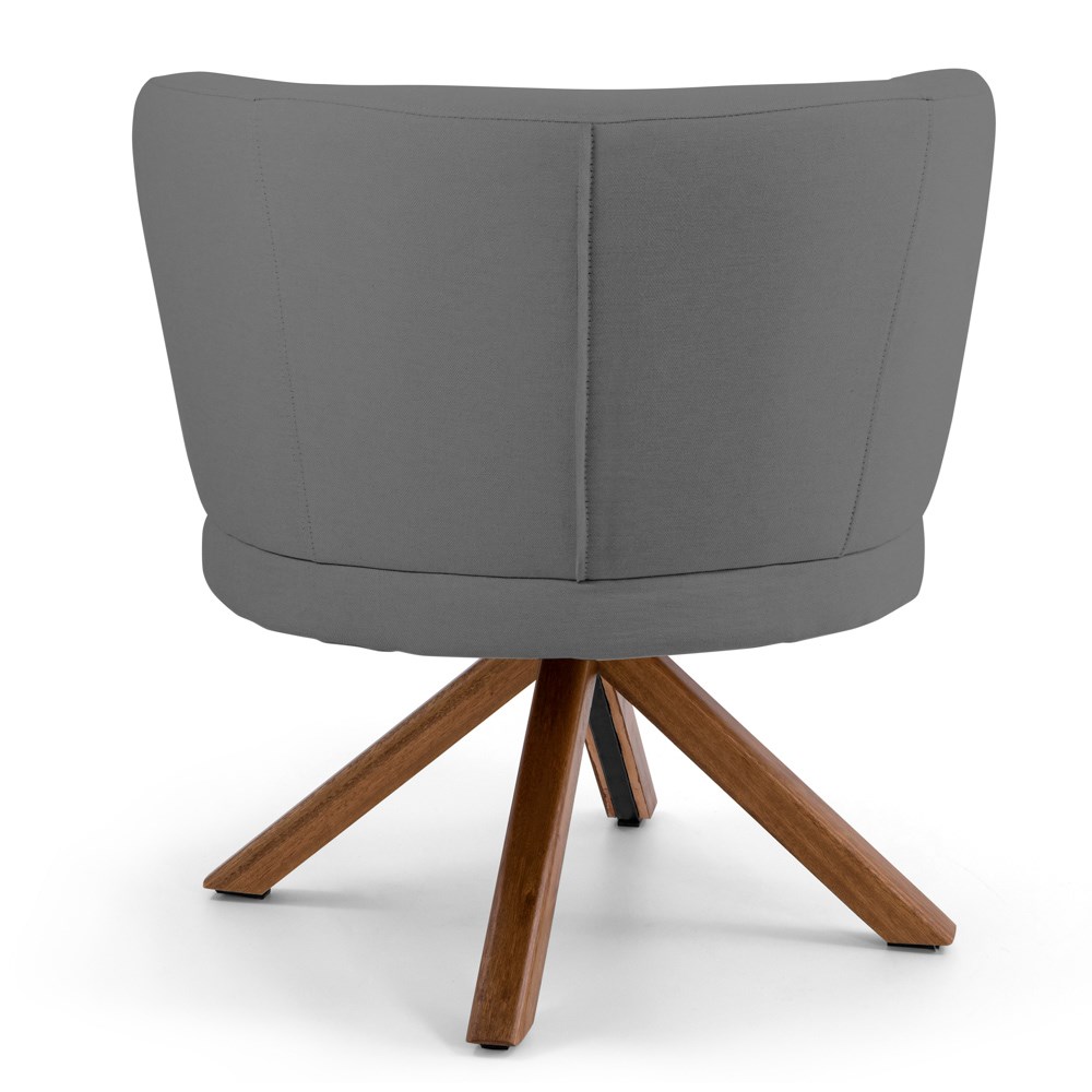 Kit 02 Poltronas Decorativas Melissa Base Giromad Giratória C-416 Linho Cinza Escuro - Domi