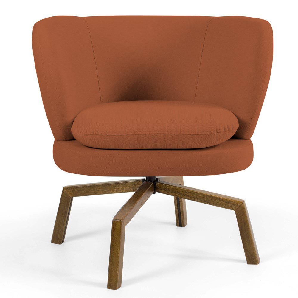 Kit 02 Poltronas Decorativas Melissa Base Ka Giratória Castanho B-262 Veludo Telha - Domi