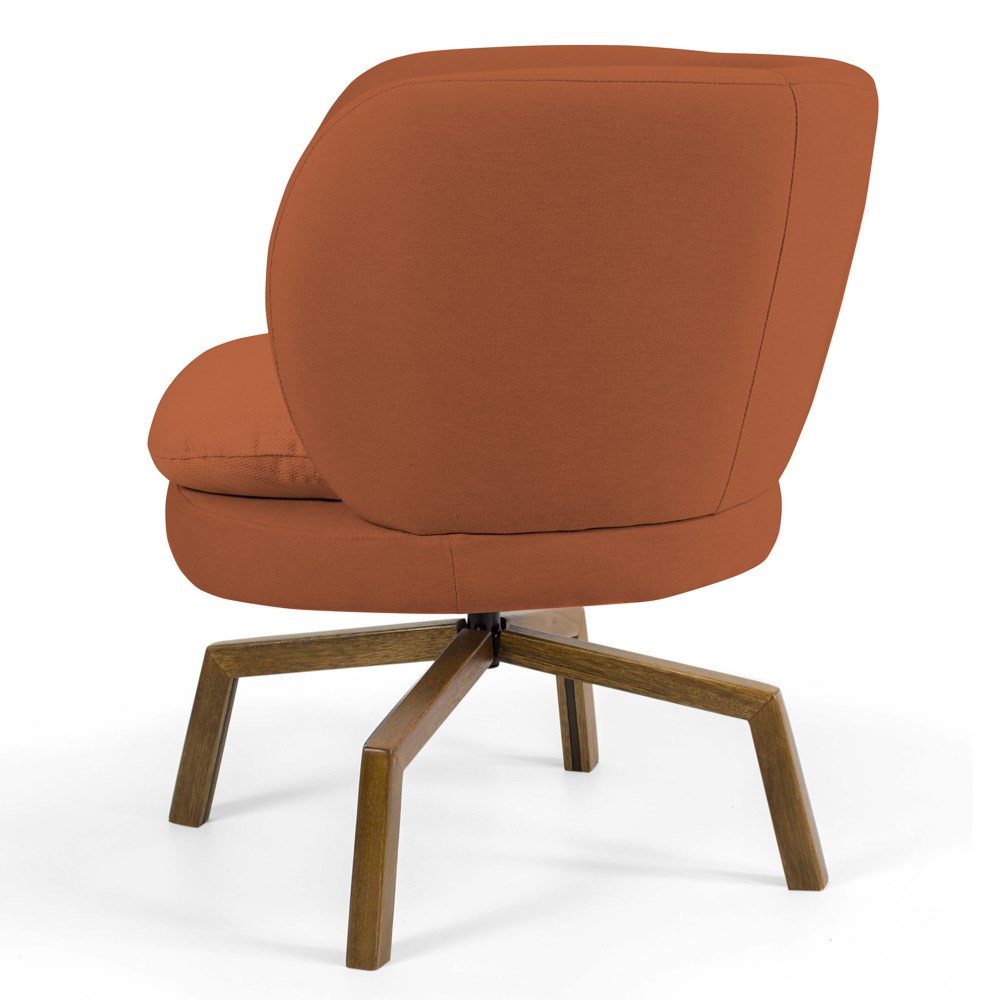 Kit 02 Poltronas Decorativas Melissa Base Ka Giratória Castanho B-262 Veludo Telha - Domi