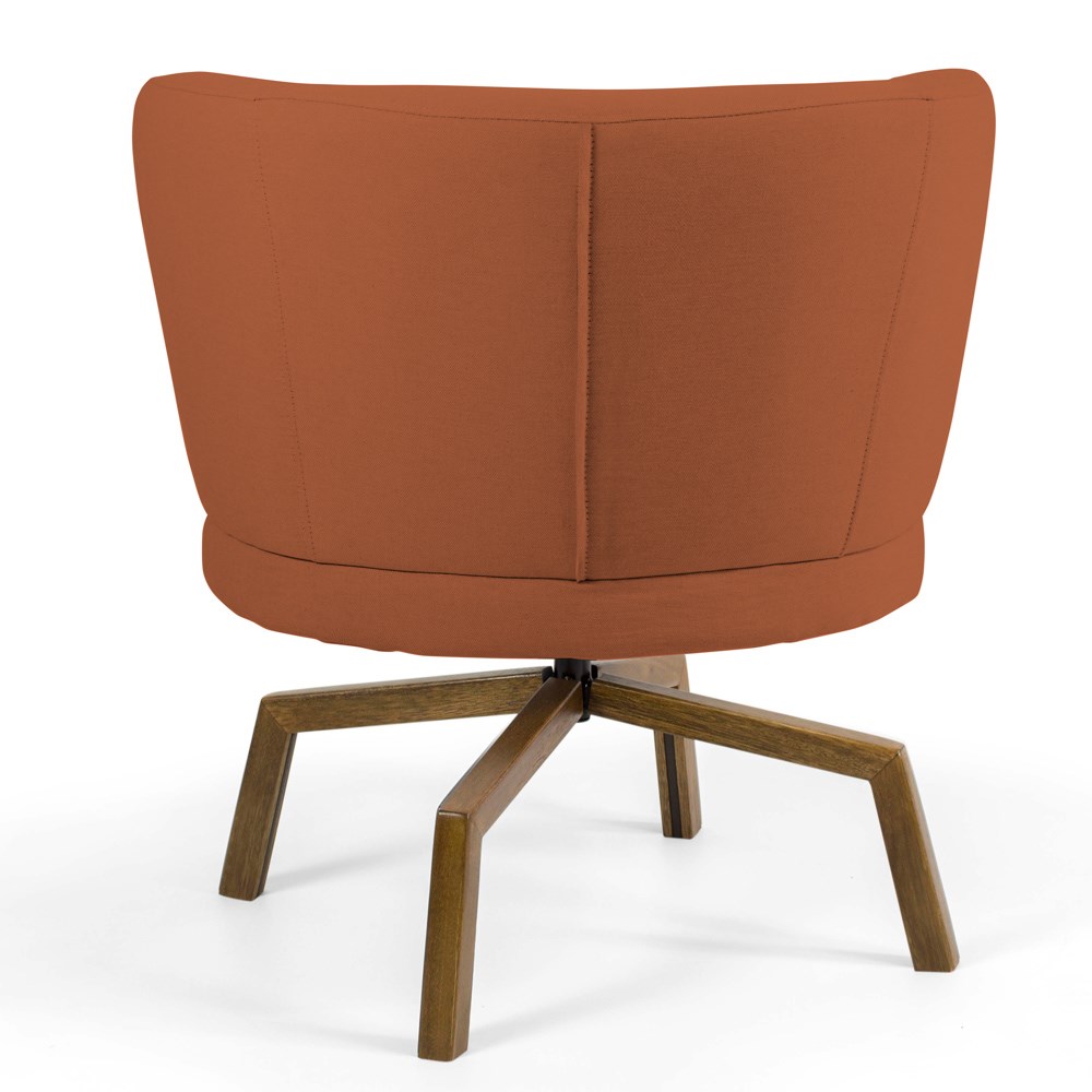 Kit 02 Poltronas Decorativas Melissa Base Ka Giratória Castanho B-262 Veludo Telha - Domi
