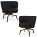Kit 02 Poltronas Decorativas Melissa Base Ka Giratória Castanho B-300 Veludo Preto - Domi