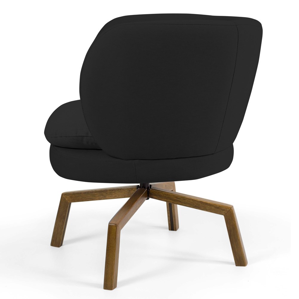Kit 02 Poltronas Decorativas Melissa Base Ka Giratória Castanho B-300 Veludo Preto - Domi