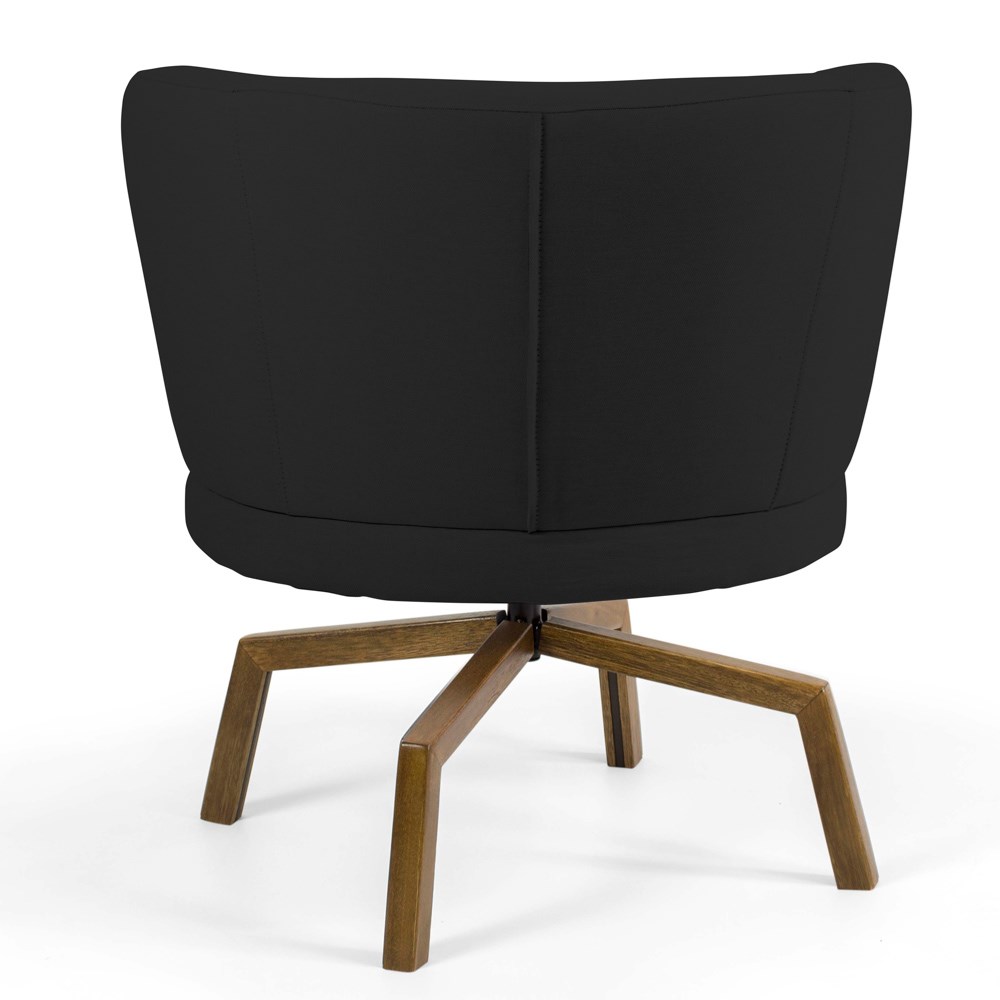 Kit 02 Poltronas Decorativas Melissa Base Ka Giratória Castanho B-300 Veludo Preto - Domi