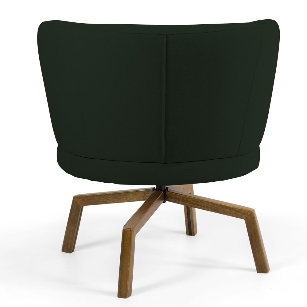 Kit 02 Poltronas Decorativas Melissa Base Ka Giratória Castanho B-303 Veludo Verde Musgo - Domi
