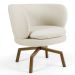 Kit 02 Poltronas Decorativas Melissa Base Ka Giratória Castanho B-309 Veludo Bege - Domi