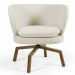 Kit 02 Poltronas Decorativas Melissa Base Ka Giratória Castanho B-309 Veludo Bege - Domi
