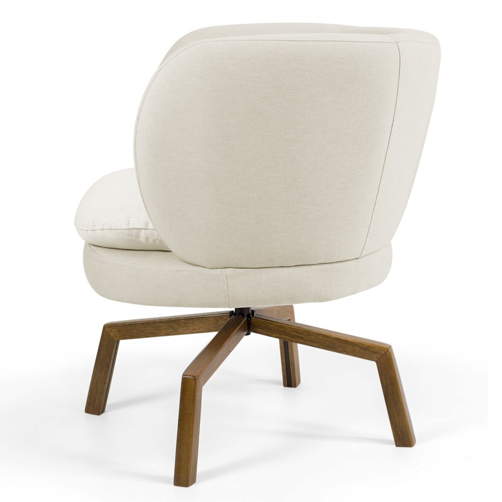 Kit 02 Poltronas Decorativas Melissa Base Ka Giratória Castanho B-309 Veludo Bege - Domi