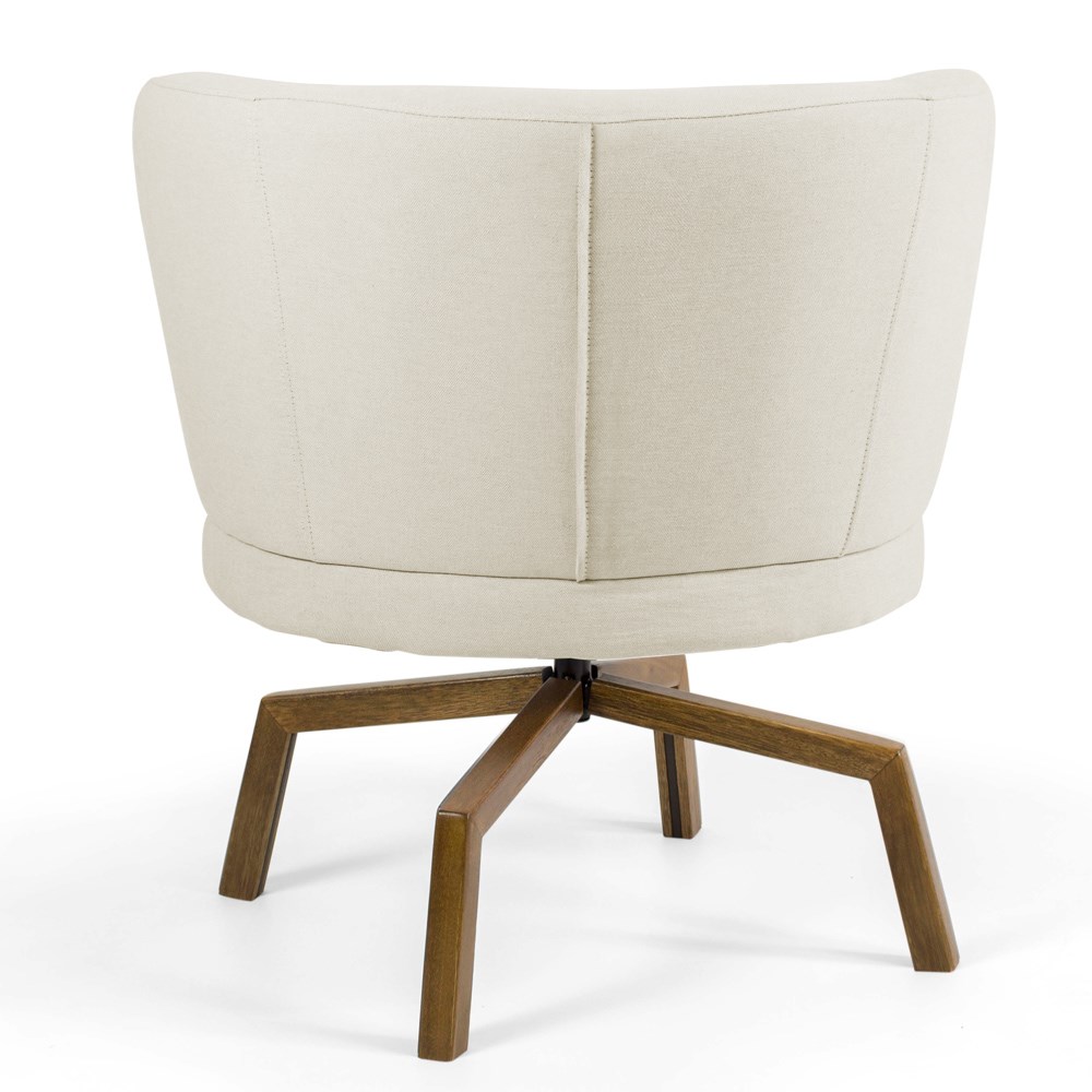 Kit 02 Poltronas Decorativas Melissa Base Ka Giratória Castanho B-309 Veludo Bege - Domi
