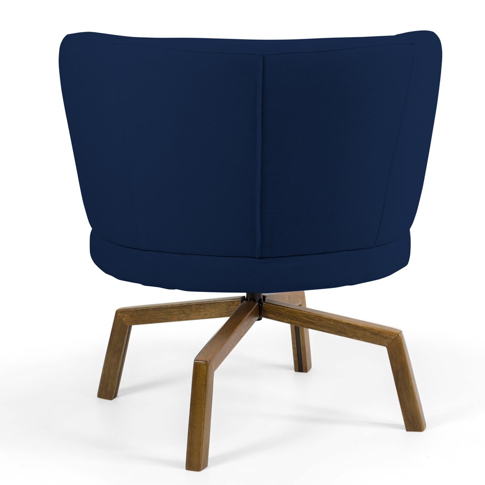 Kit 02 Poltronas Decorativas Melissa Base Ka Giratória Castanho B304 Veludo Azul Marinho - Domi