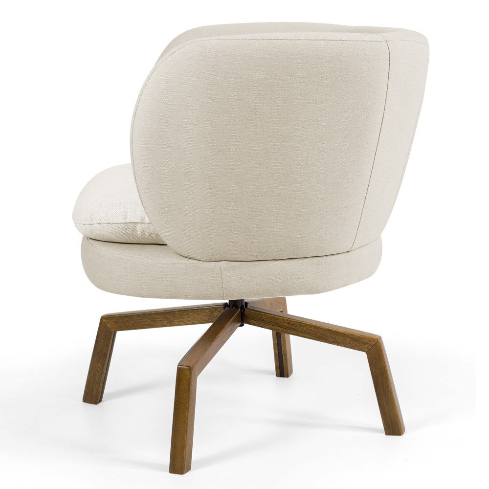 Kit 02 Poltronas Decorativas Melissa Base Ka Giratória Castanho C-107 Linho Bege - Domi