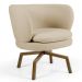 Kit 02 Poltronas Decorativas Melissa Base Ka Giratória Castanho C-129 Linho Bege Escuro - Domi