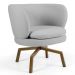 Kit 02 Poltronas Decorativas Melissa Base Ka Giratória Castanho C-315 Linho Cinza Claro - Domi