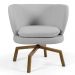 Kit 02 Poltronas Decorativas Melissa Base Ka Giratória Castanho C-315 Linho Cinza Claro - Domi