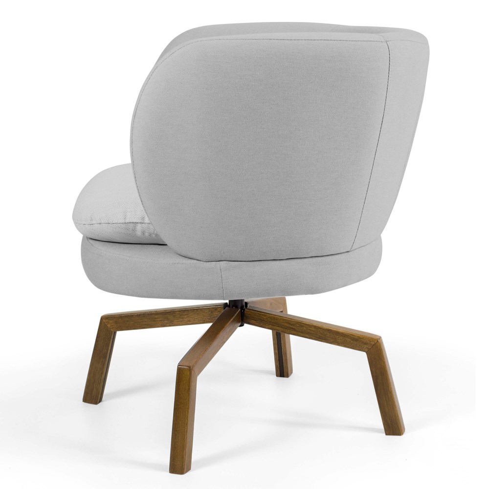 Kit 02 Poltronas Decorativas Melissa Base Ka Giratória Castanho C-315 Linho Cinza Claro - Domi
