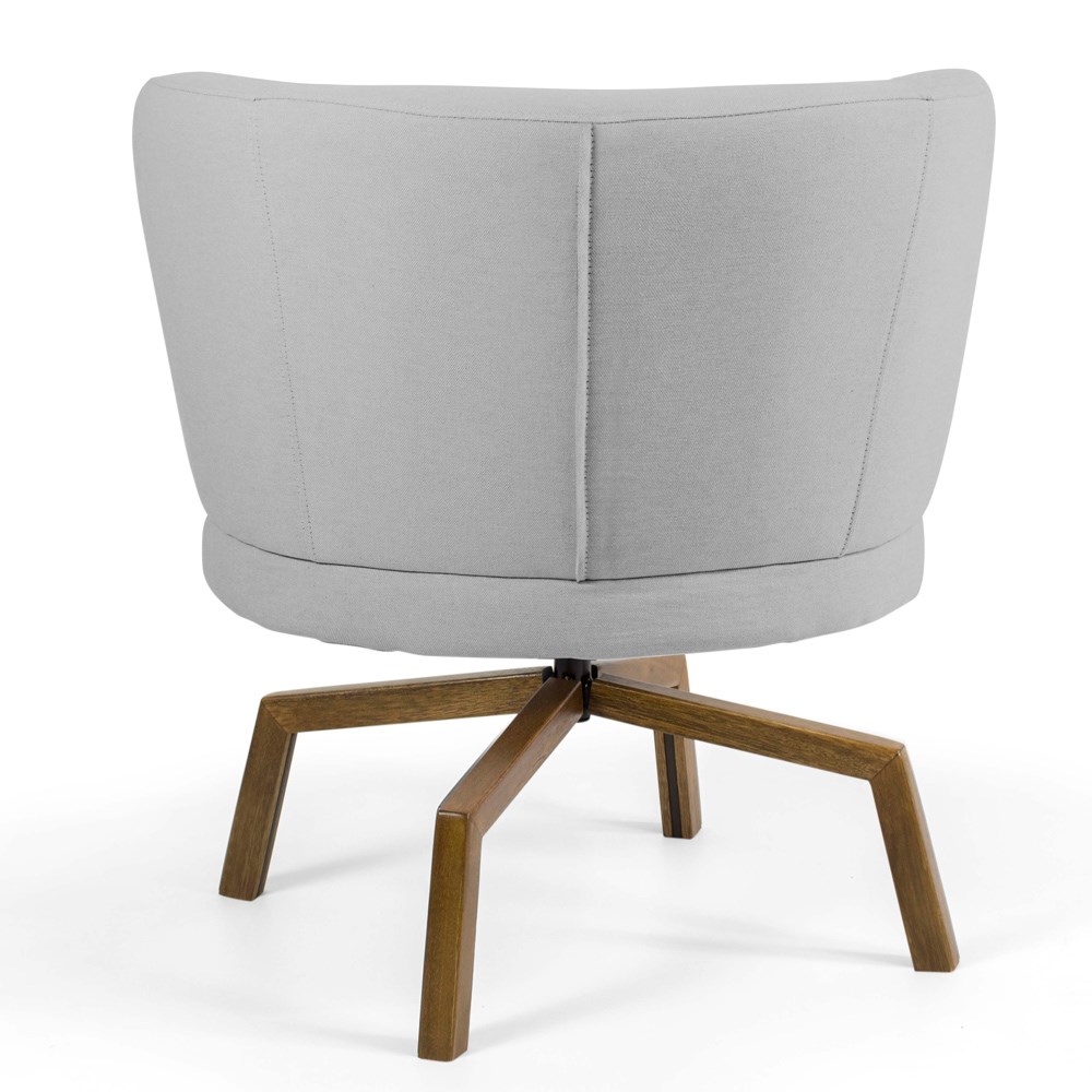 Kit 02 Poltronas Decorativas Melissa Base Ka Giratória Castanho C-315 Linho Cinza Claro - Domi