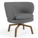 Kit 02 Poltronas Decorativas Melissa Base Ka Giratória Castanho C-416 Linho Cinza Escuro - Domi