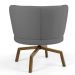 Kit 02 Poltronas Decorativas Melissa Base Ka Giratória Castanho C-416 Linho Cinza Escuro - Domi