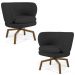 Kit 02 Poltronas Decorativas Melissa Base Ka Giratória Castanho C-465 Linho Chumbo - Domi
