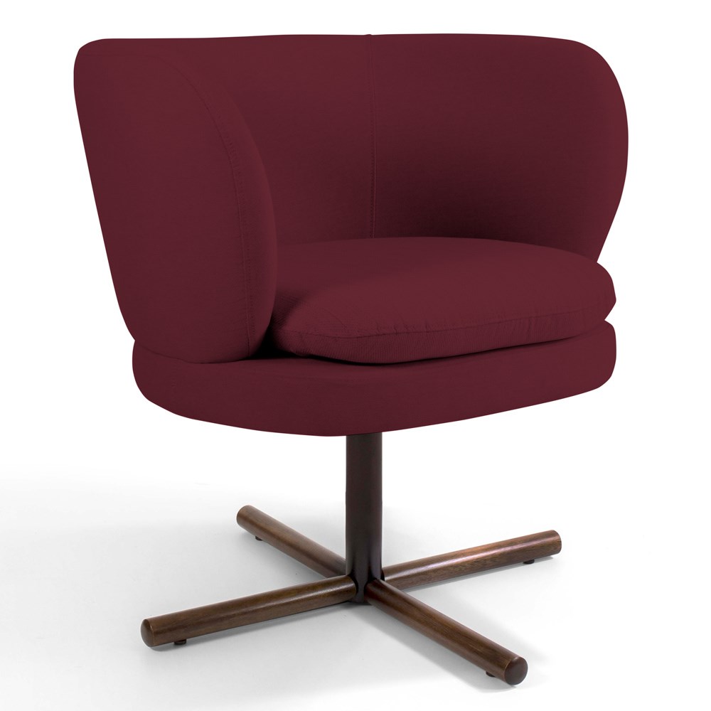 Kit 02 Poltronas Decorativas Melissa Base Xis Giratória B-278 Veludo Marsala - Domi