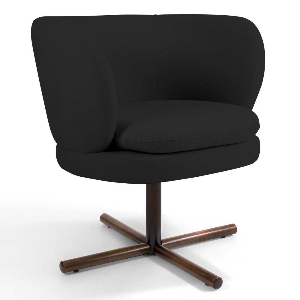 Kit 02 Poltronas Decorativas Melissa Base Xis Giratória B-300 Veludo Preto - Domi