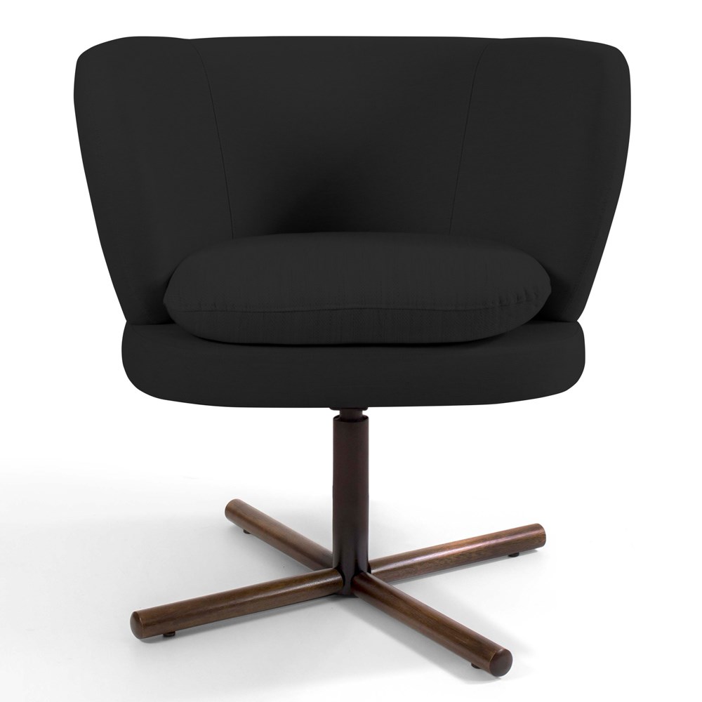 Kit 02 Poltronas Decorativas Melissa Base Xis Giratória B-300 Veludo Preto - Domi