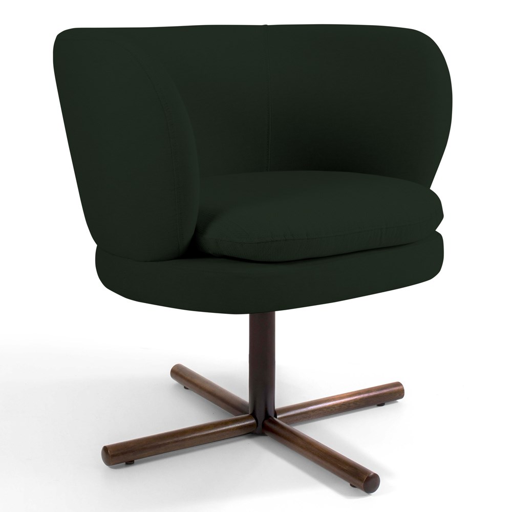 Kit 02 Poltronas Decorativas Melissa Base Xis Giratória B-303 Veludo Verde Musgo - Domi